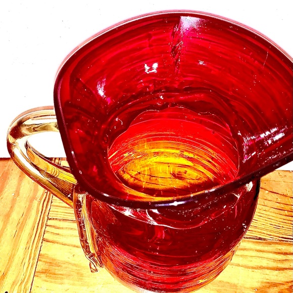 Red and Orange Blenko Art Hand blown Pitcher 1950’s - Picture 4 of 7